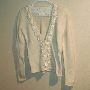 Wool Bead Sleeping on Snow Anthropologie Cardigan Sweater S